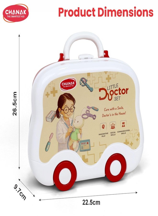 Chanak 15 Piece Little Doctor Premium Playset for Kids, Doctor Set with Various Instruments, Pretend Play Doctor Set with Foldable Suitcase for Boys & Girls (Red & White) - Image 2